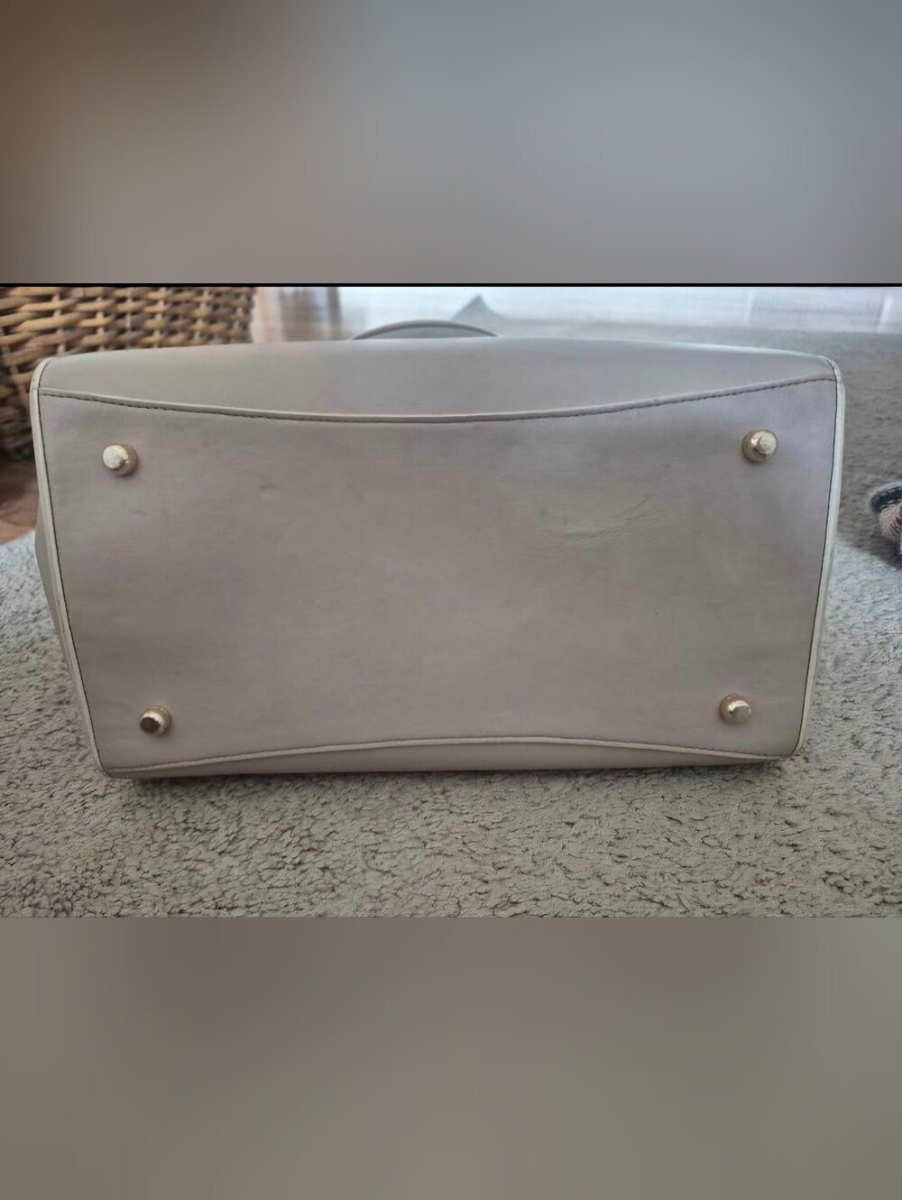 Coach Cream Leather Tote with Gold Feet